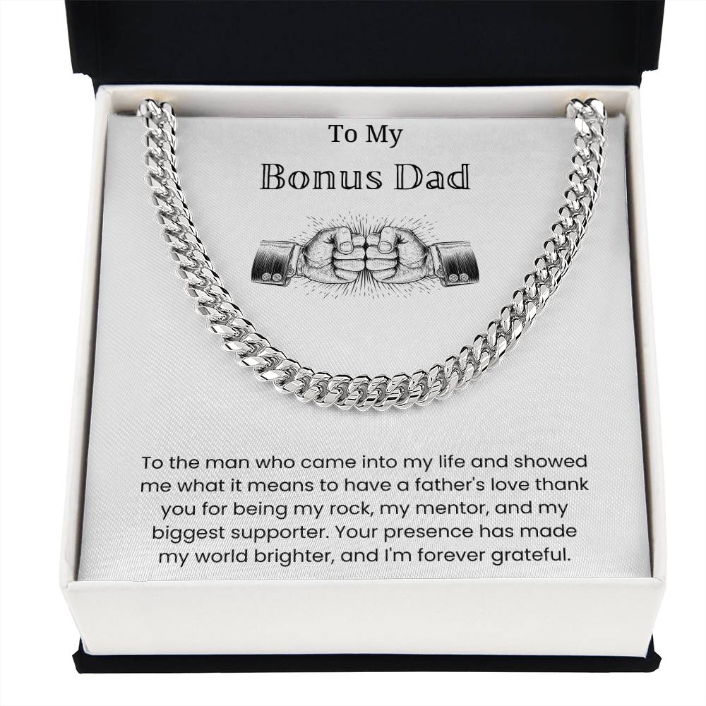 To My Bonus Dad - "Forever Grateful" Cuban Link Chain