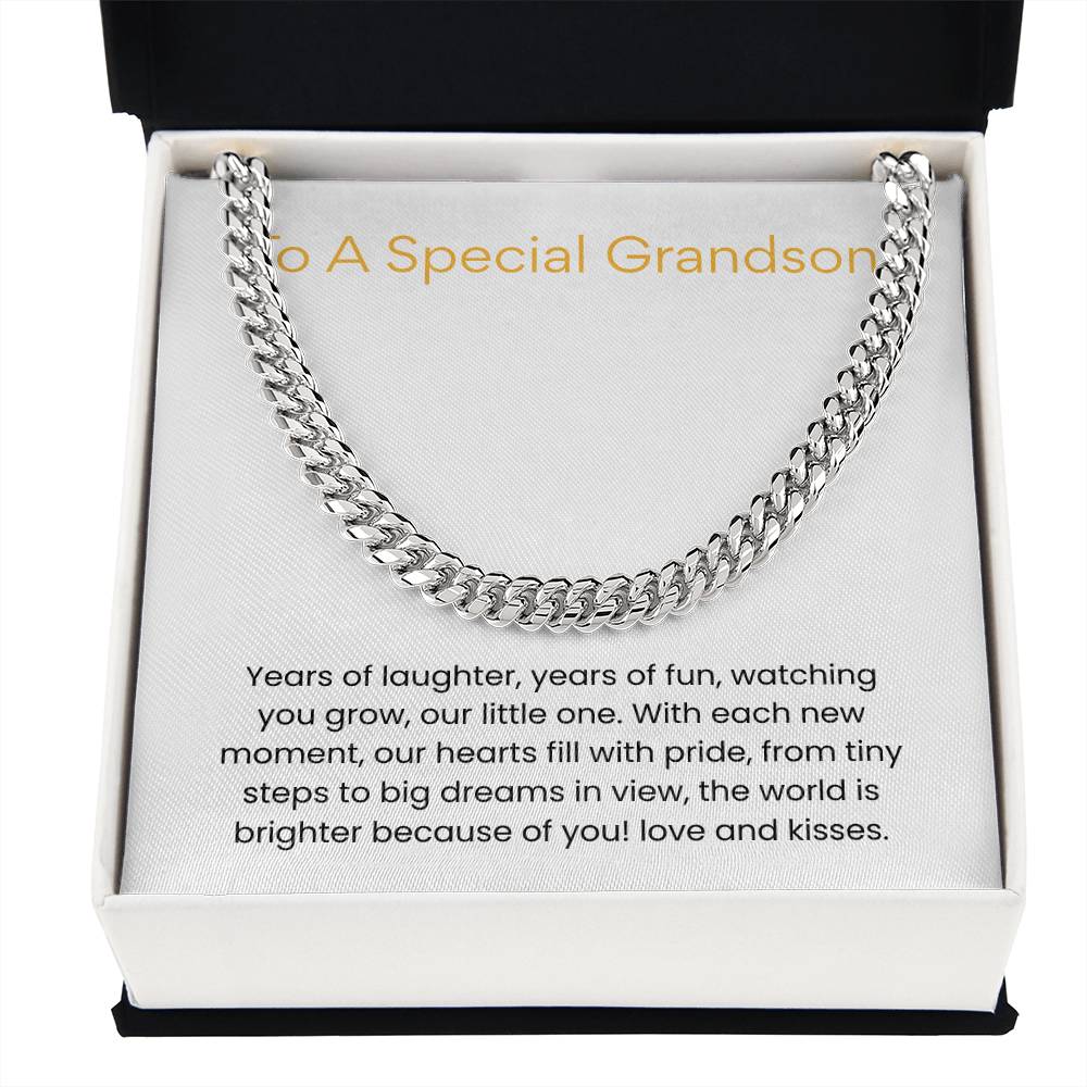 To My Grandson – “Two Years of Joy” Cuban Link Chain