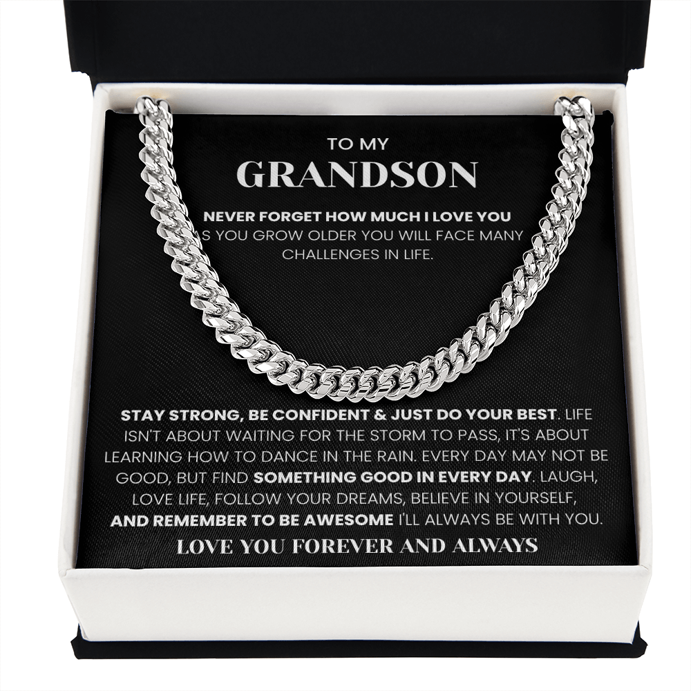 To My Grandson: "Be Awesome" Inspirational Gift Necklace
