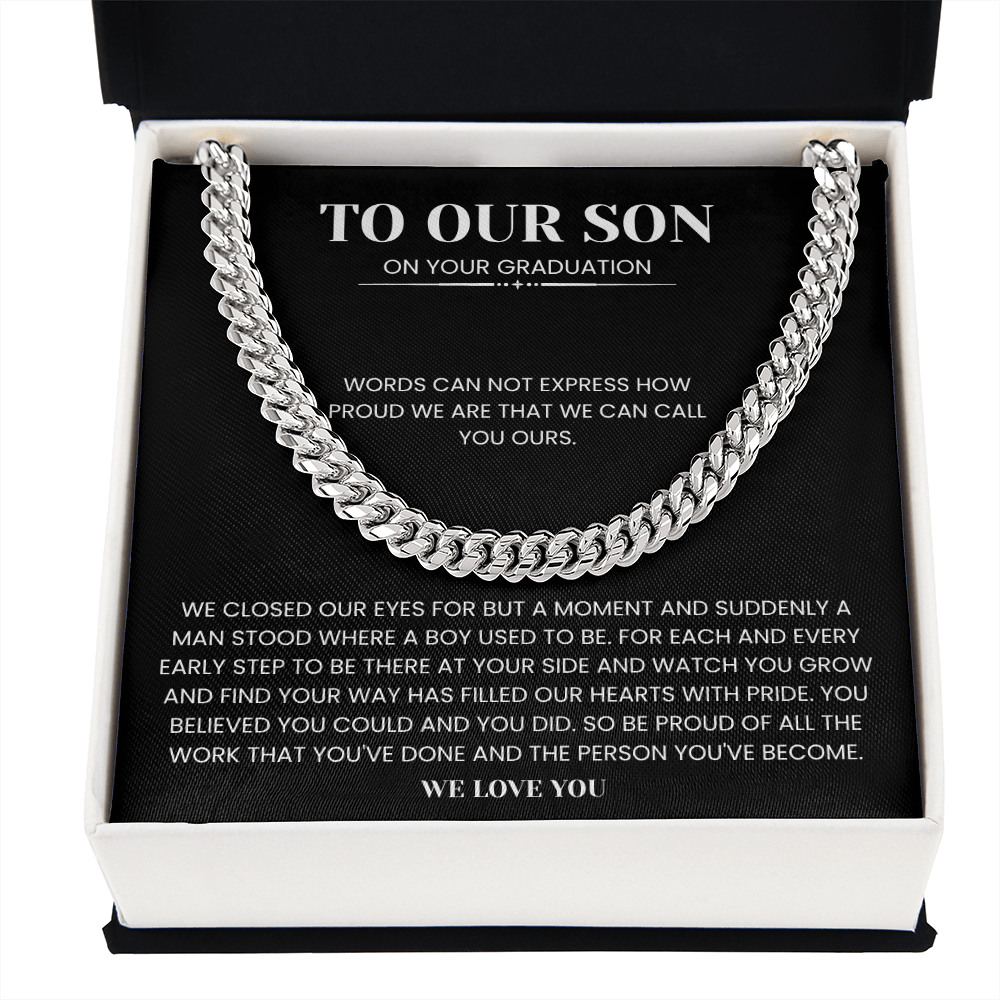 To Our Son - "Proud of the Man You've Become" Heartfelt Gift Jewelry