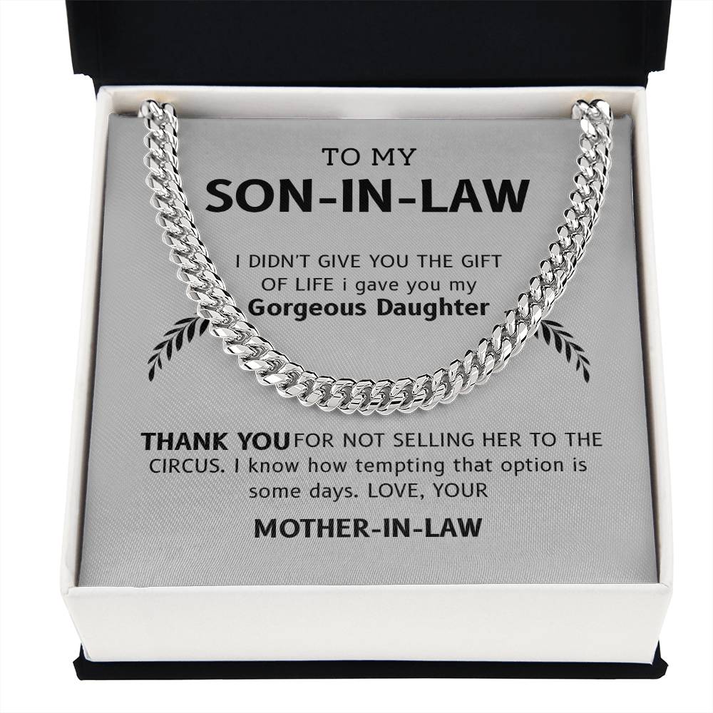 To My Son-in-Law – "Thanks for Loving My Daughter" Cuban Link Chain