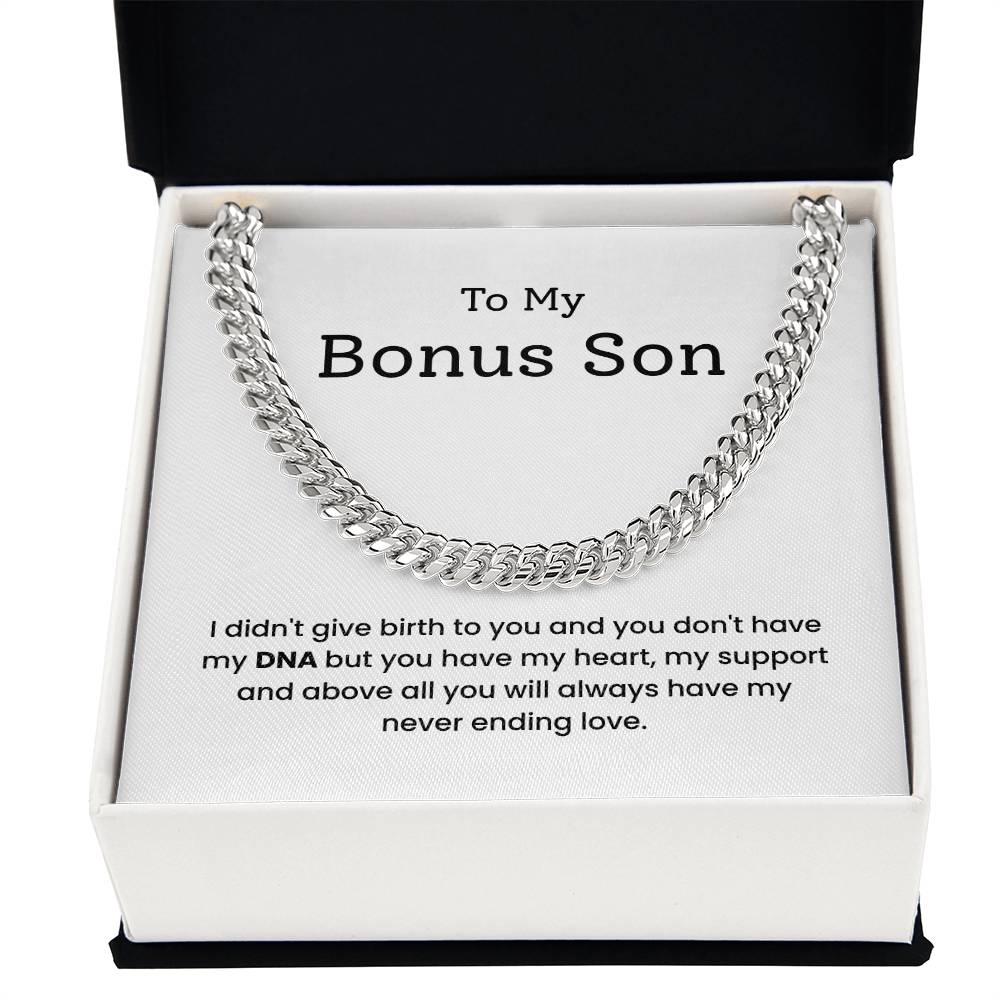 To My Bonus Son  – “You Have My Heart” Cuban Link Chain