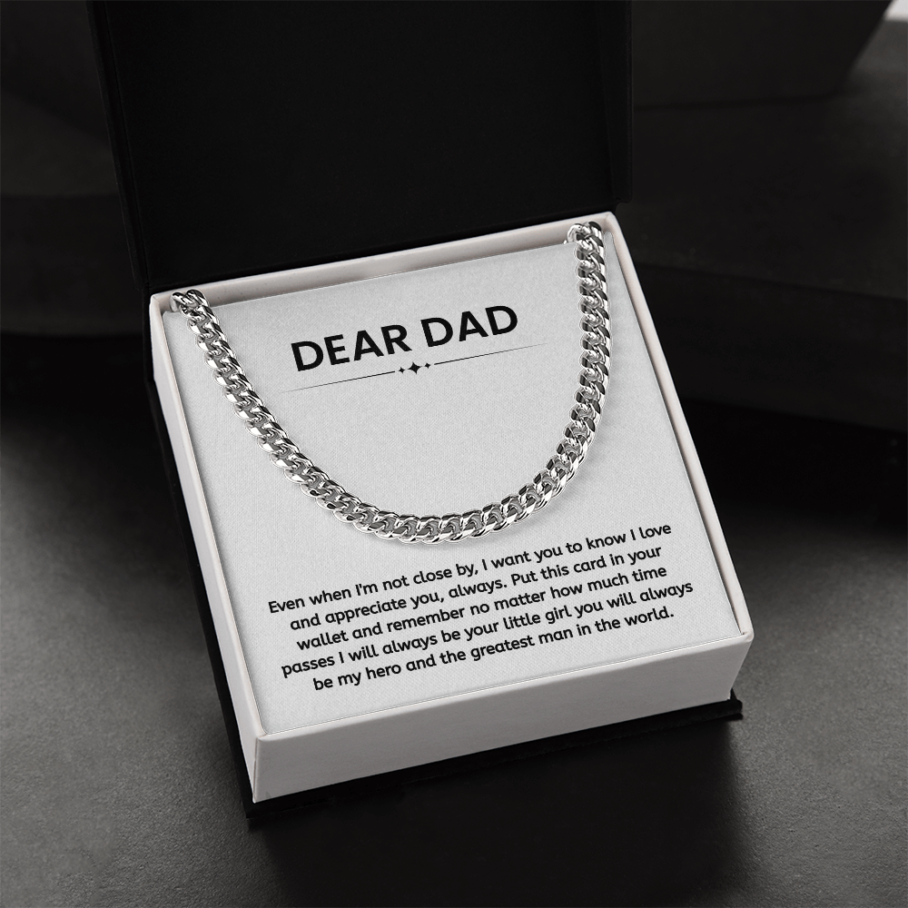 Dad Gift – Heartfelt “My Hero” Cuban Link Chain
