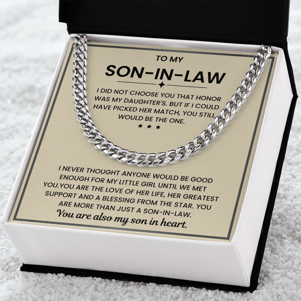 To My Son-in-Law – “You Are Also My Son in Heart” Cuban Link Chain