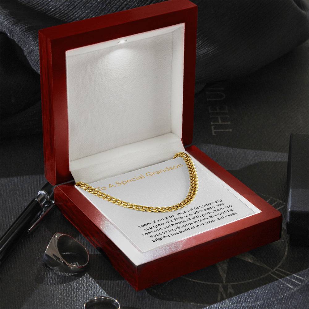 To My Grandson – “Two Years of Joy” Cuban Link Chain