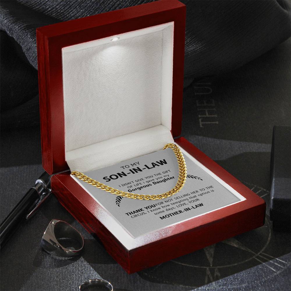 To My Son-in-Law – "Thanks for Loving My Daughter" Cuban Link Chain