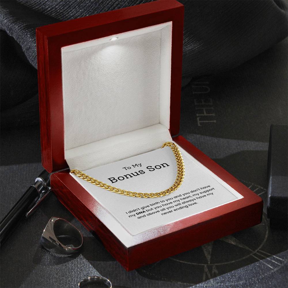To My Bonus Son  – “You Have My Heart” Cuban Link Chain