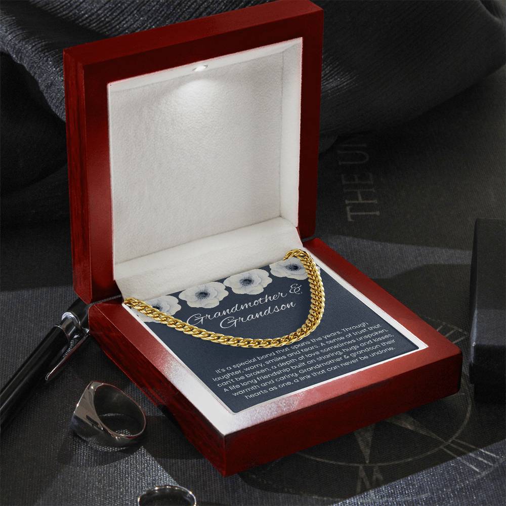 To My Grandson – “Hearts as One” Cuban Link Chain
