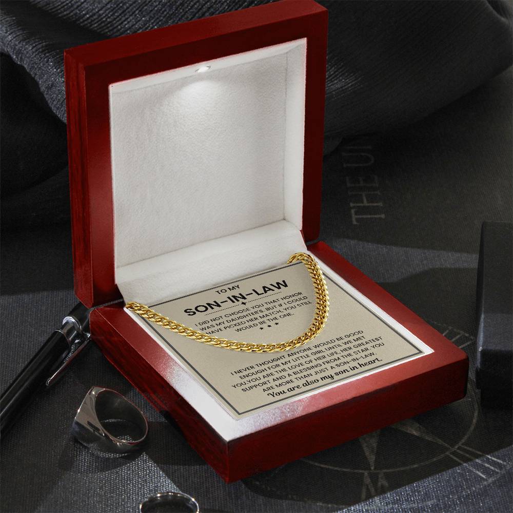 To My Son-in-Law – “You Are Also My Son in Heart” Cuban Link Chain