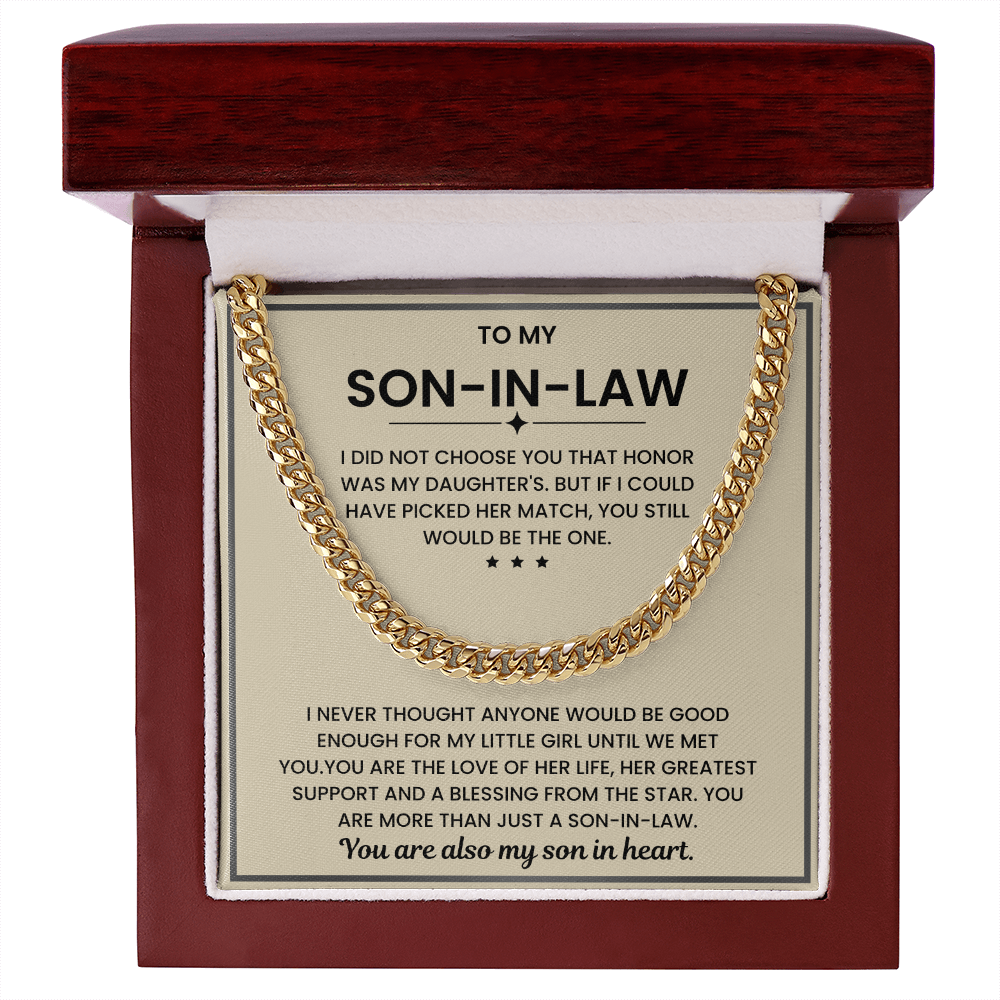 To My Son-in-Law – “You Are Also My Son in Heart” Cuban Link Chain