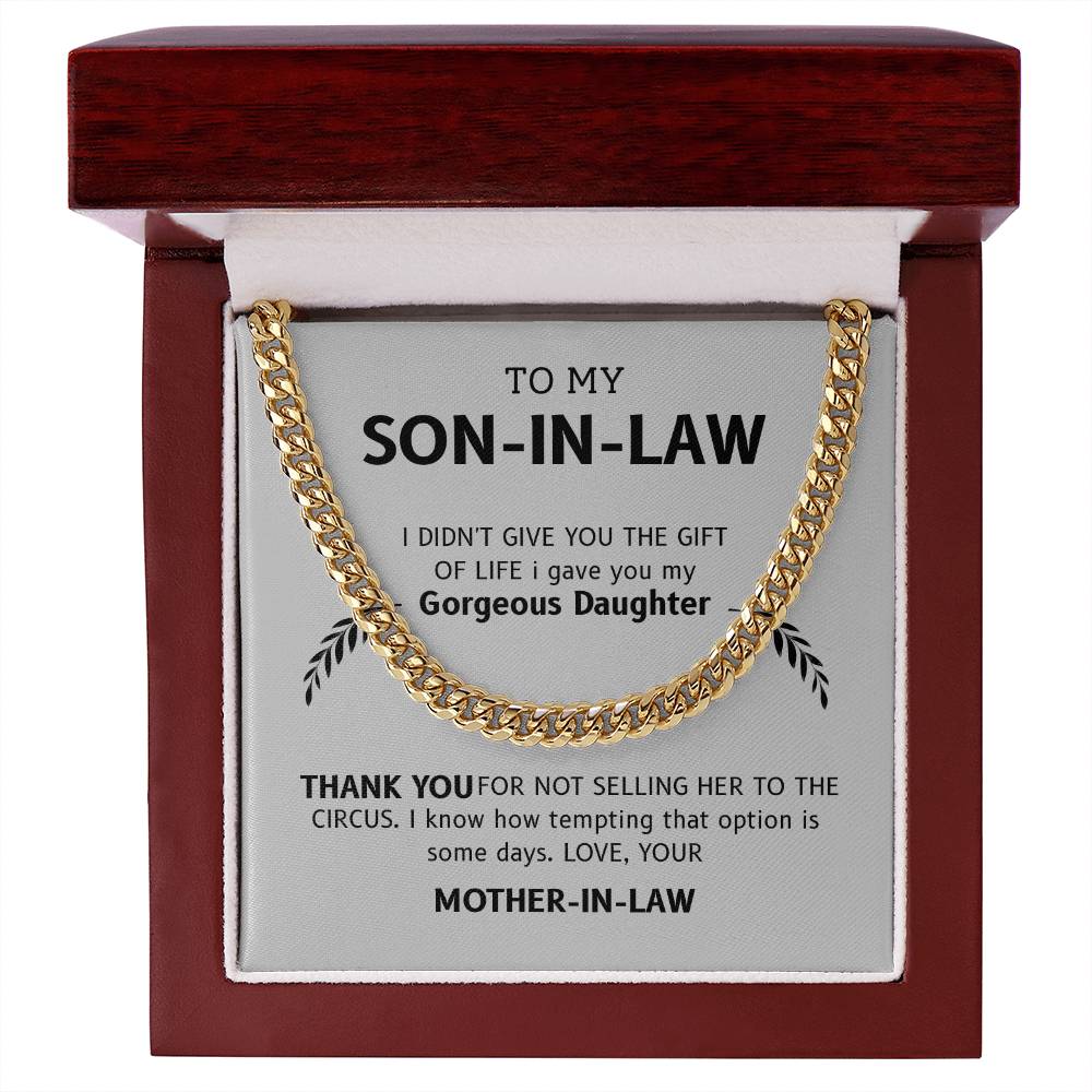 To My Son-in-Law – "Thanks for Loving My Daughter" Cuban Link Chain
