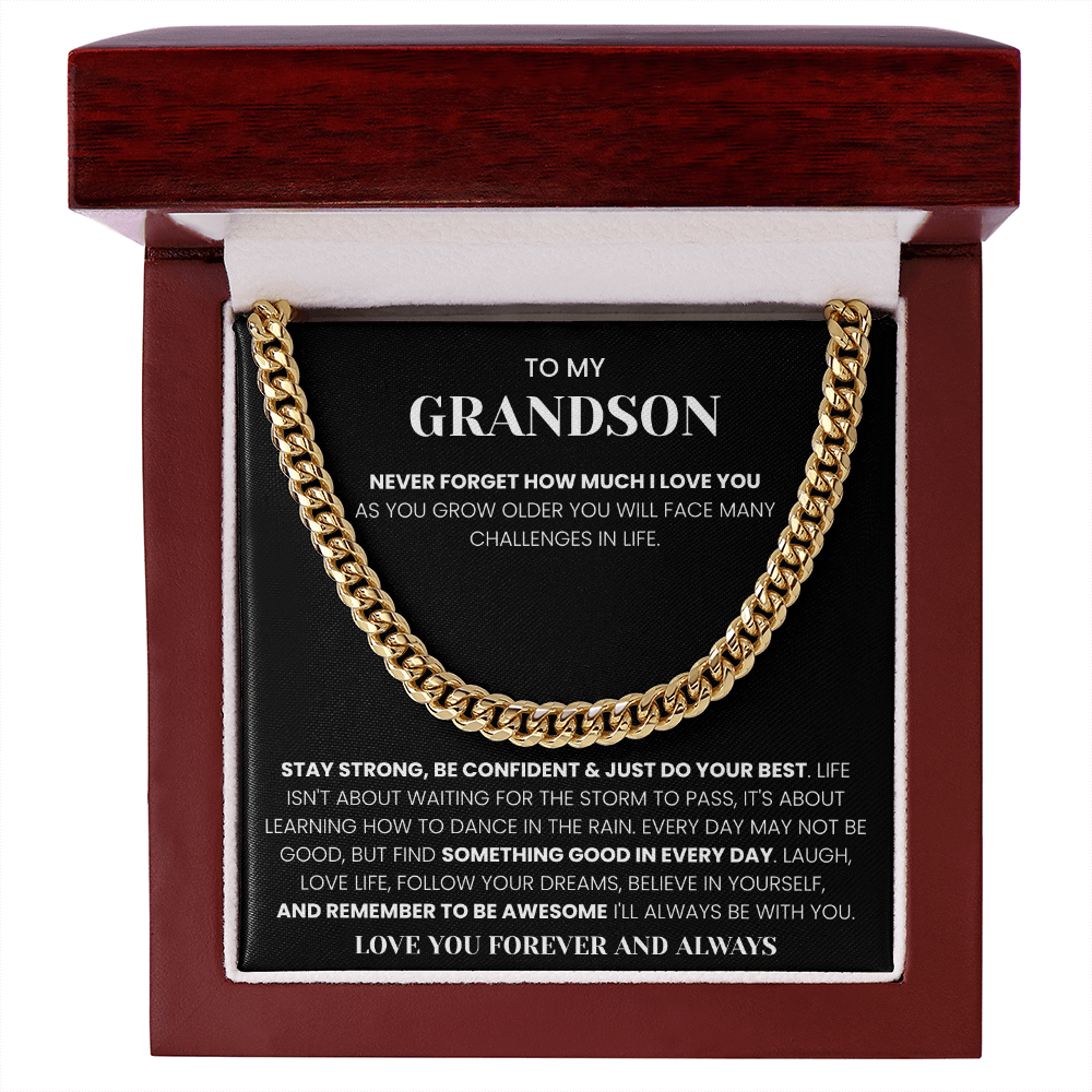 To My Grandson: "Be Awesome" Inspirational Gift Necklace