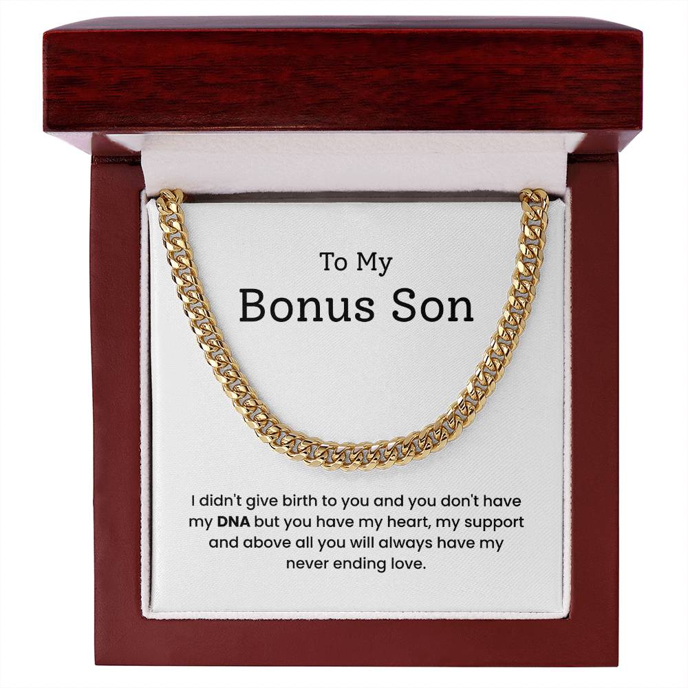 To My Bonus Son  – “You Have My Heart” Cuban Link Chain