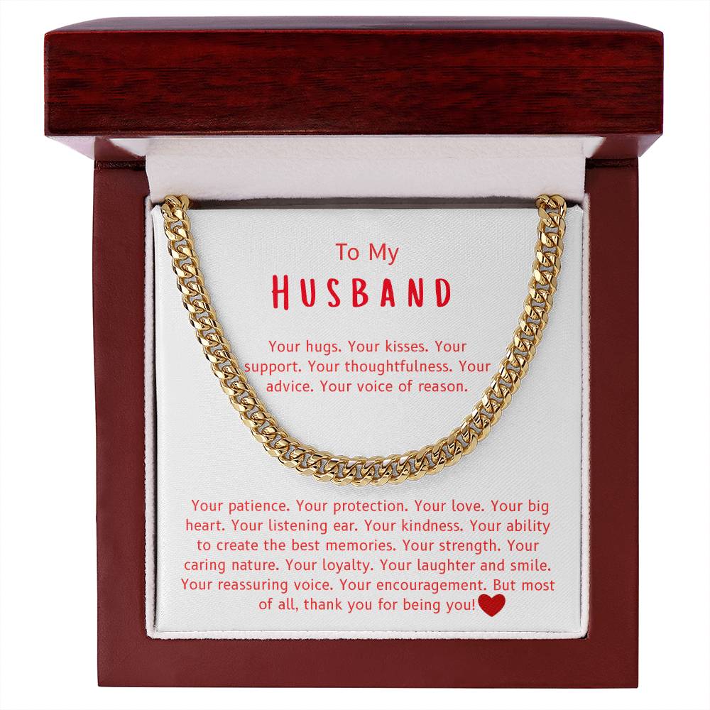 To My Husband – “Thank You for Being You” Cuban Link Chain