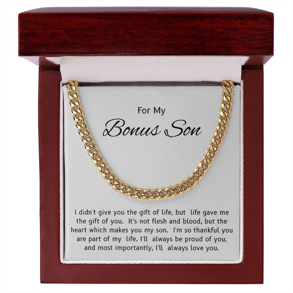 To My Bonus Son – “Life's Greatest Gift” Cuban Link Chain