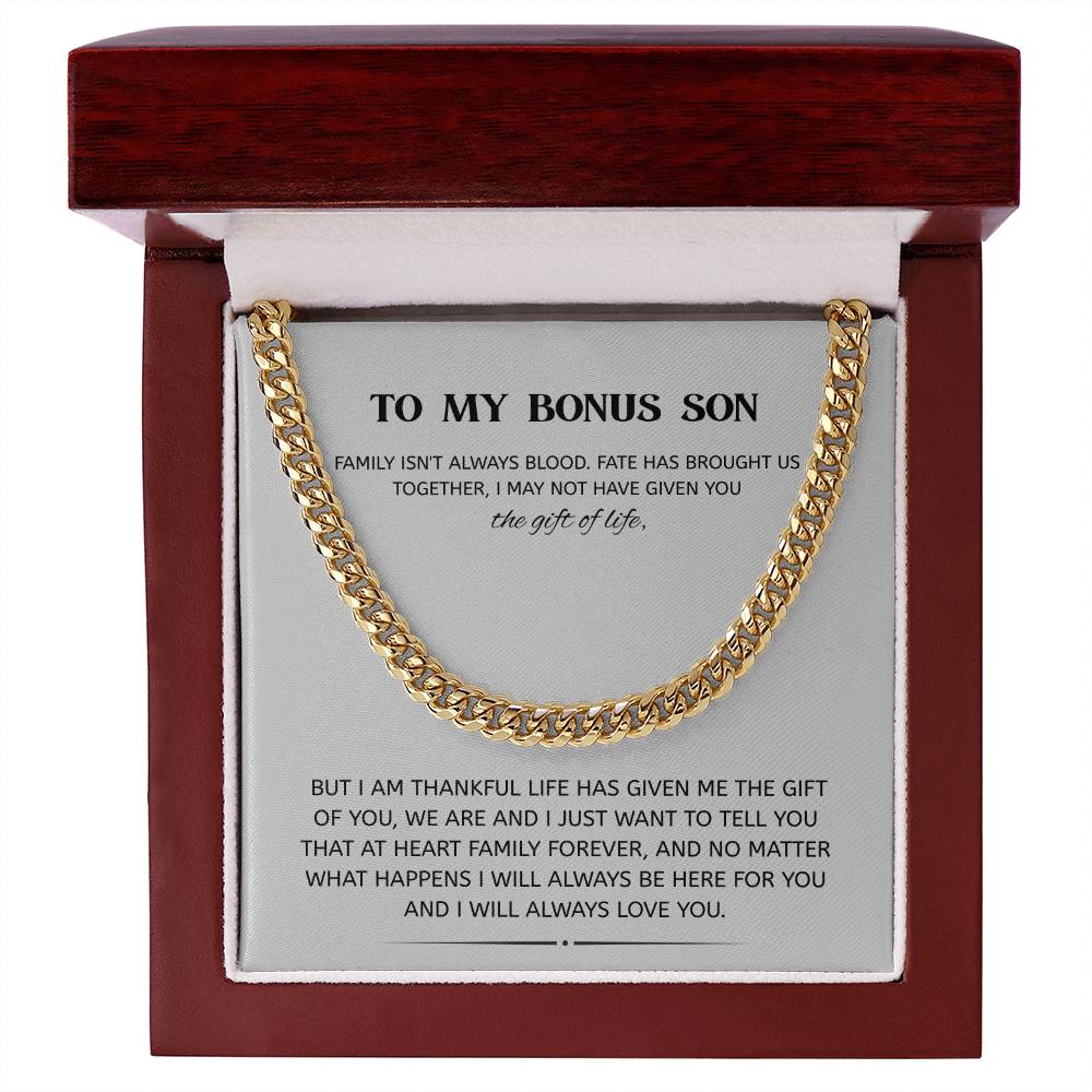 To My Bonus Son – “Family Forever” Cuban Link Chain