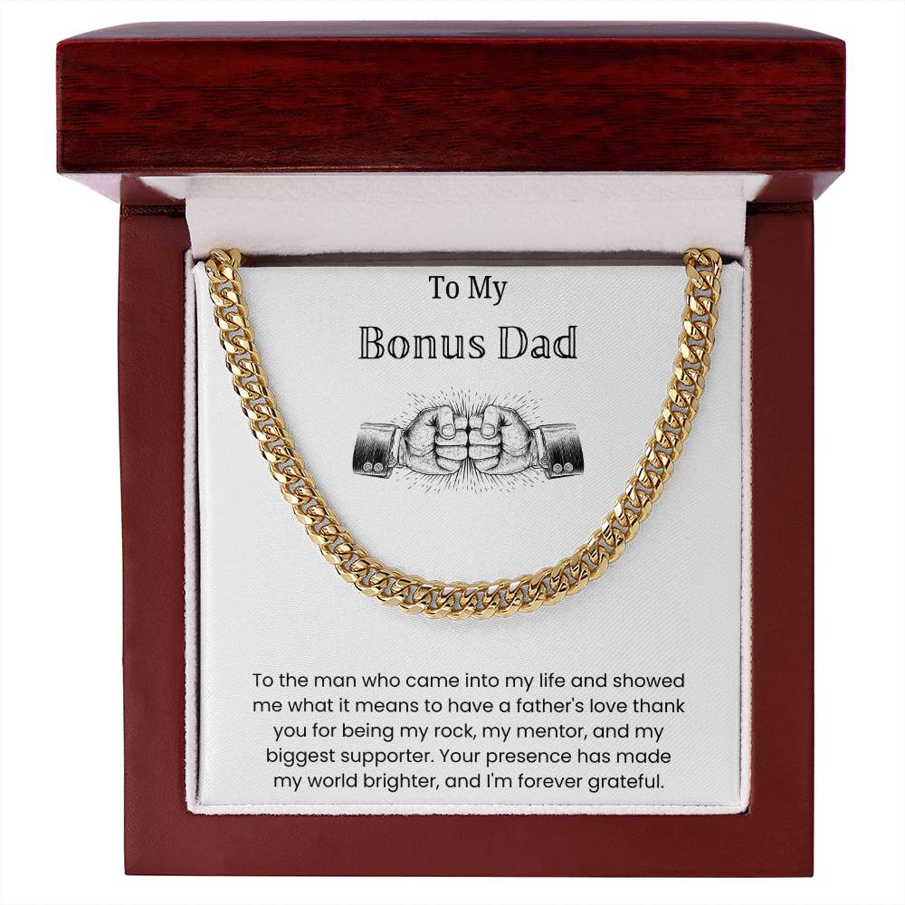 To My Bonus Dad - "Forever Grateful" Cuban Link Chain
