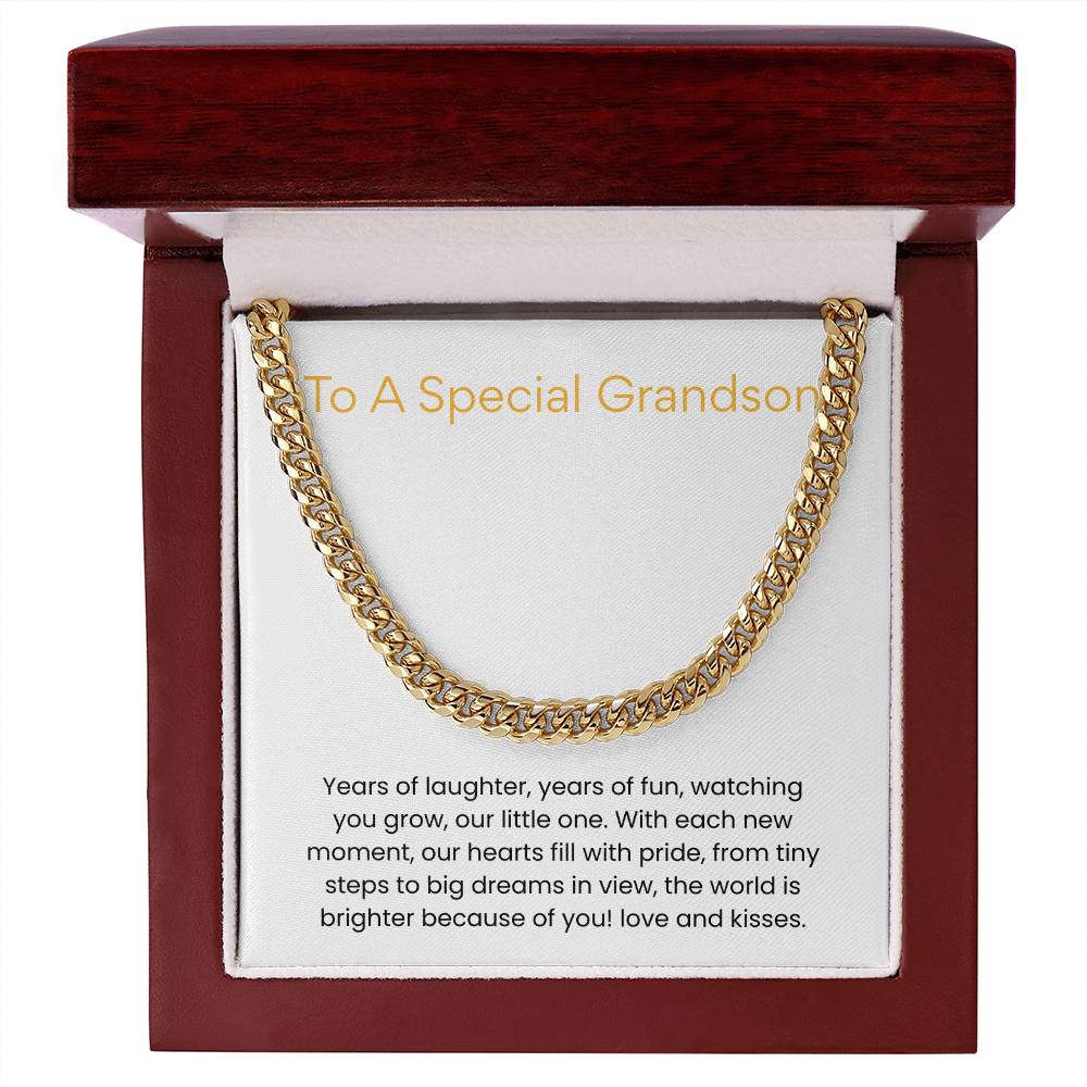 To My Grandson – “Two Years of Joy” Cuban Link Chain