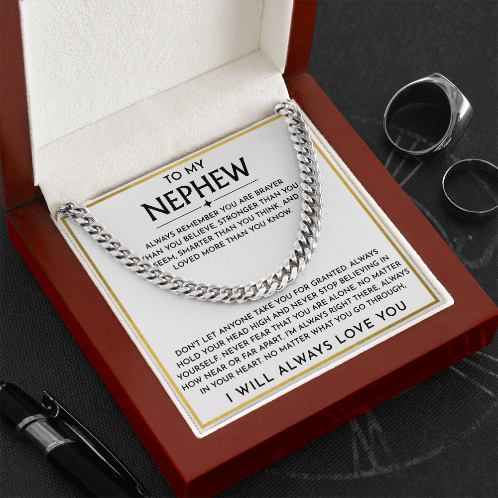 To My Nephew - "You Are Braver Than You Believe" Cuban Link Chain