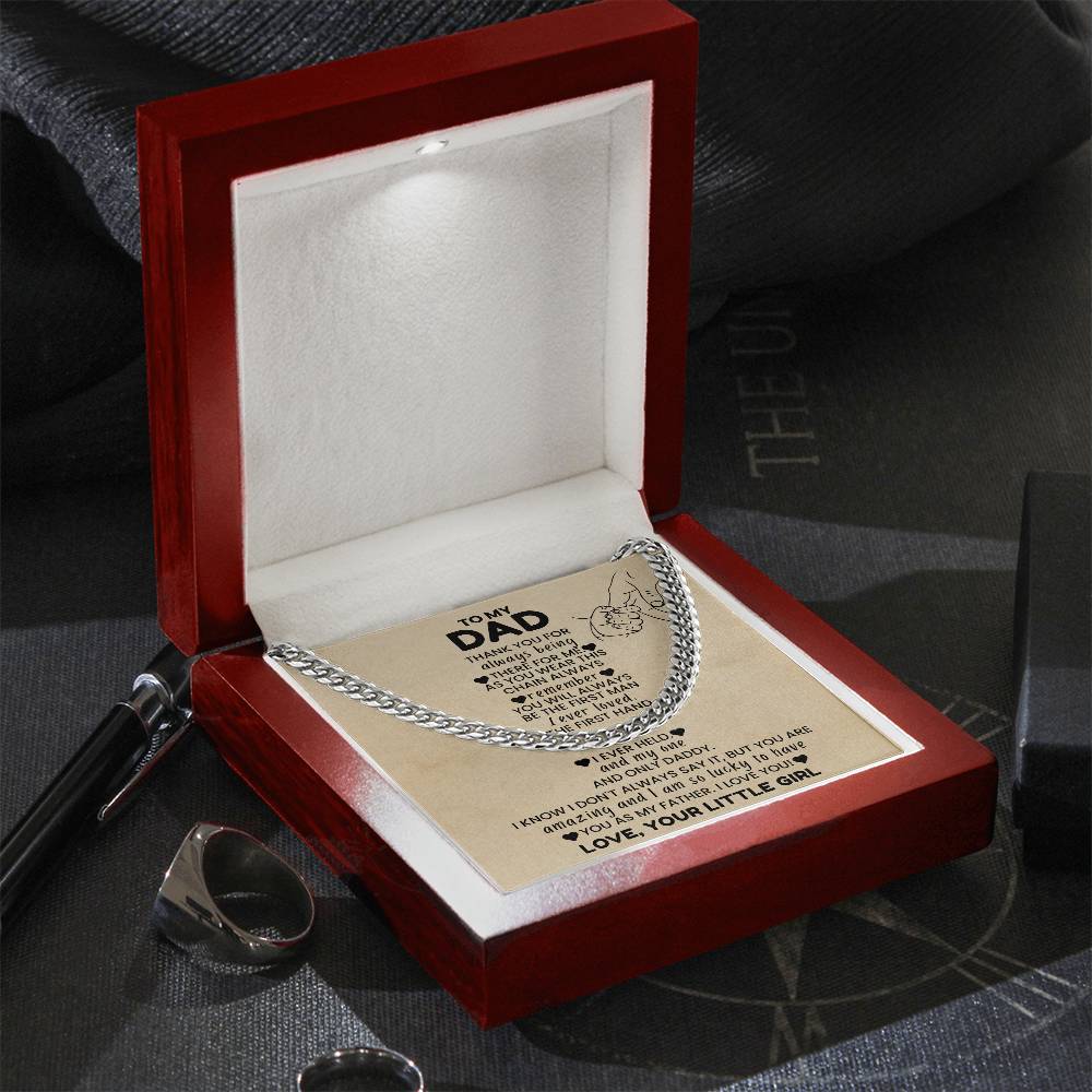 To My Dad - "My First & Forever Hero" Cuban Link Chain