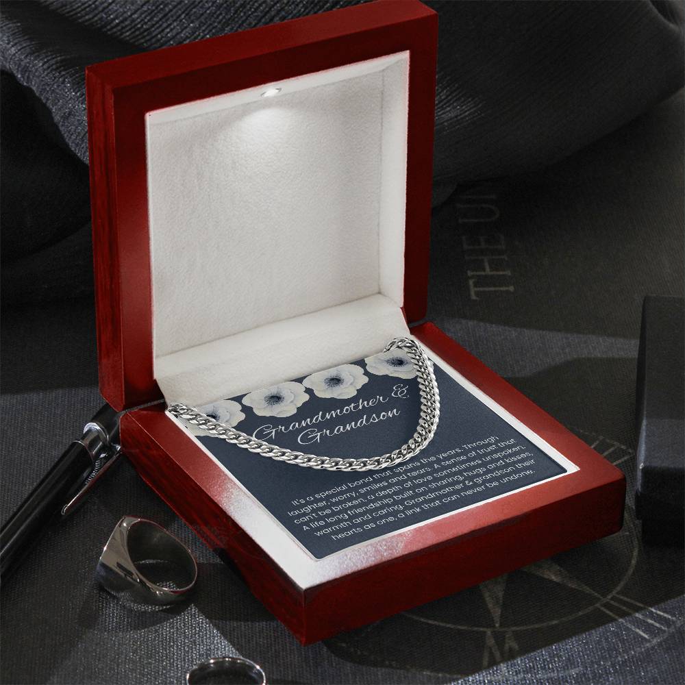 To My Grandson – “Hearts as One” Cuban Link Chain