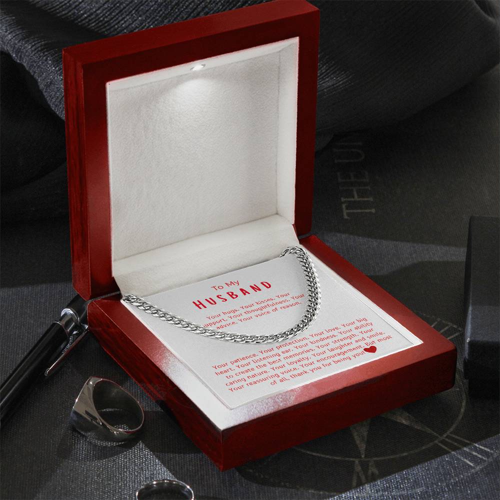To My Husband – “Thank You for Being You” Cuban Link Chain