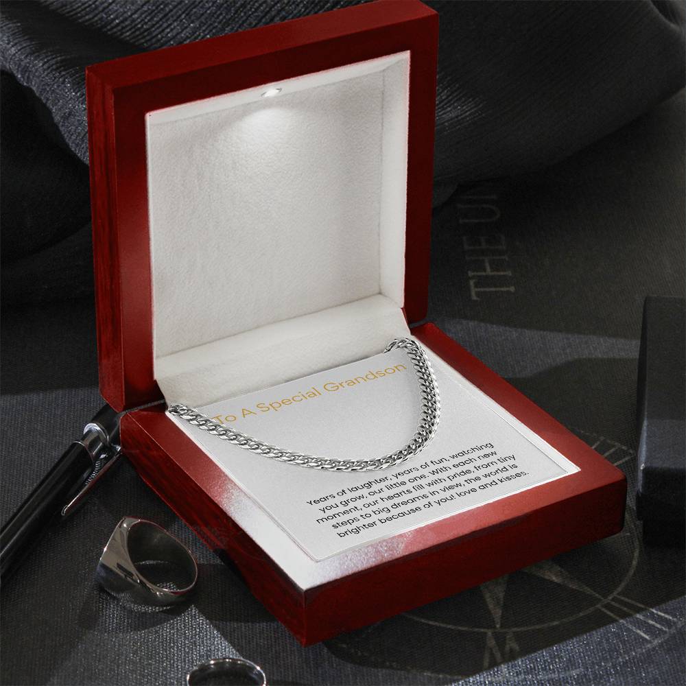 To My Grandson – “Two Years of Joy” Cuban Link Chain