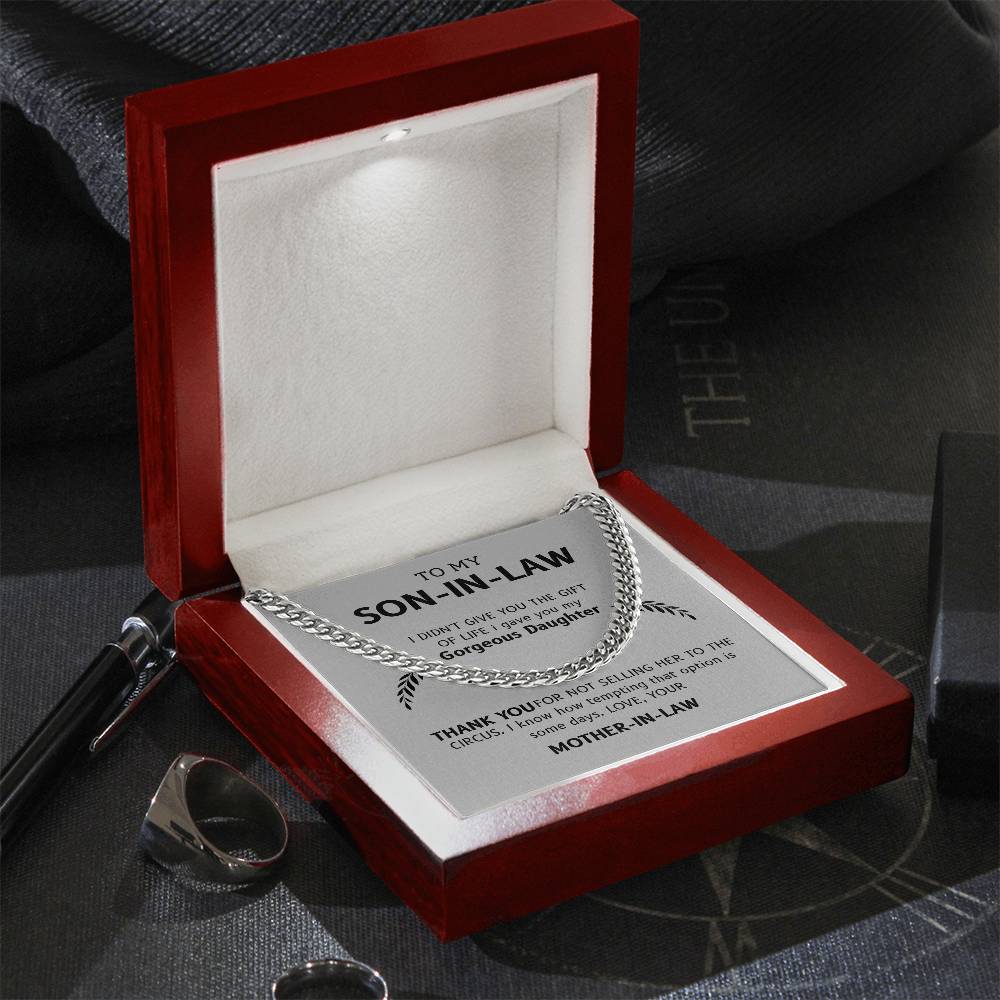 To My Son-in-Law – "Thanks for Loving My Daughter" Cuban Link Chain