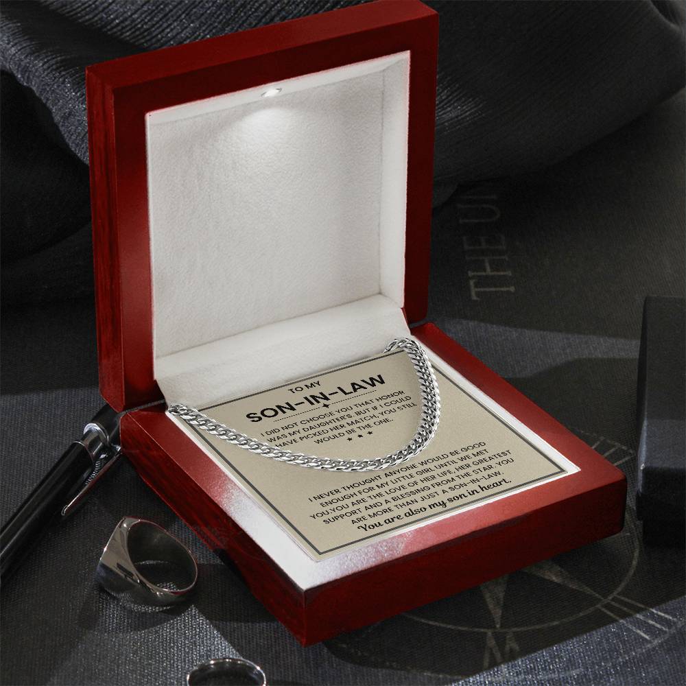 To My Son-in-Law – “You Are Also My Son in Heart” Cuban Link Chain