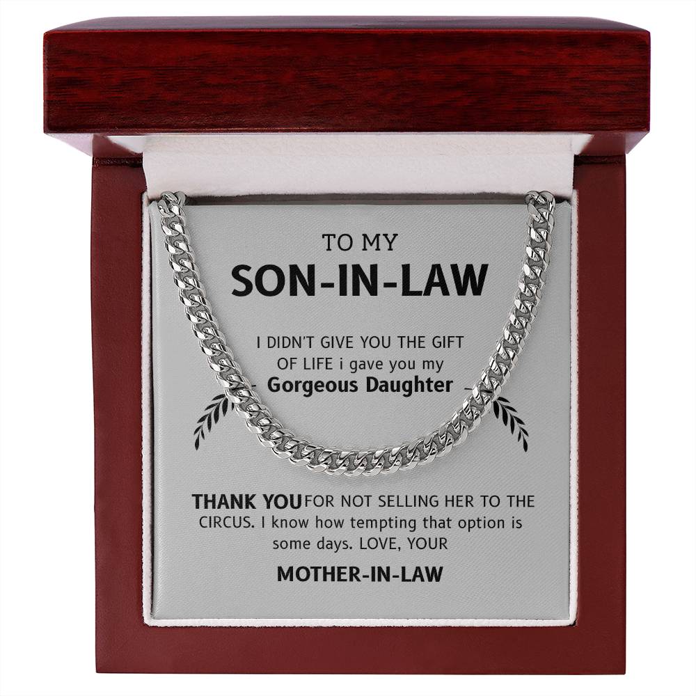 To My Son-in-Law – "Thanks for Loving My Daughter" Cuban Link Chain