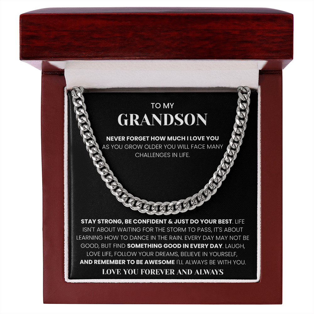 To My Grandson: "Be Awesome" Inspirational Gift Necklace