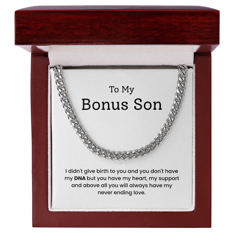 To My Bonus Son  – “You Have My Heart” Cuban Link Chain