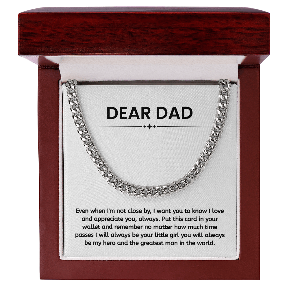 Dad Gift – Heartfelt “My Hero” Cuban Link Chain