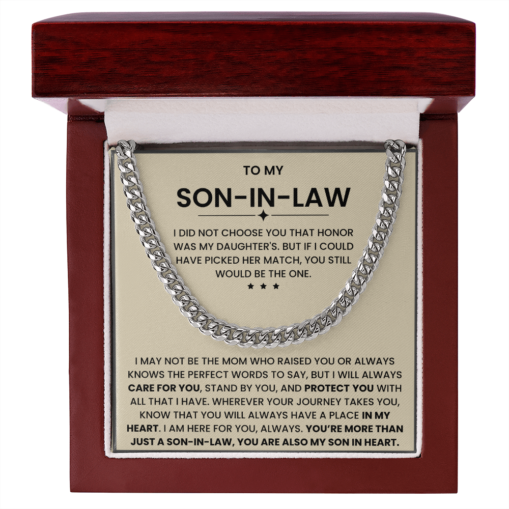 To My Son-in-Law – “Son in My Heart” Cuban Link Chain