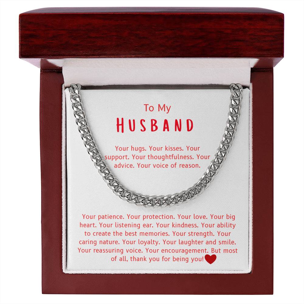 To My Husband – “Thank You for Being You” Cuban Link Chain
