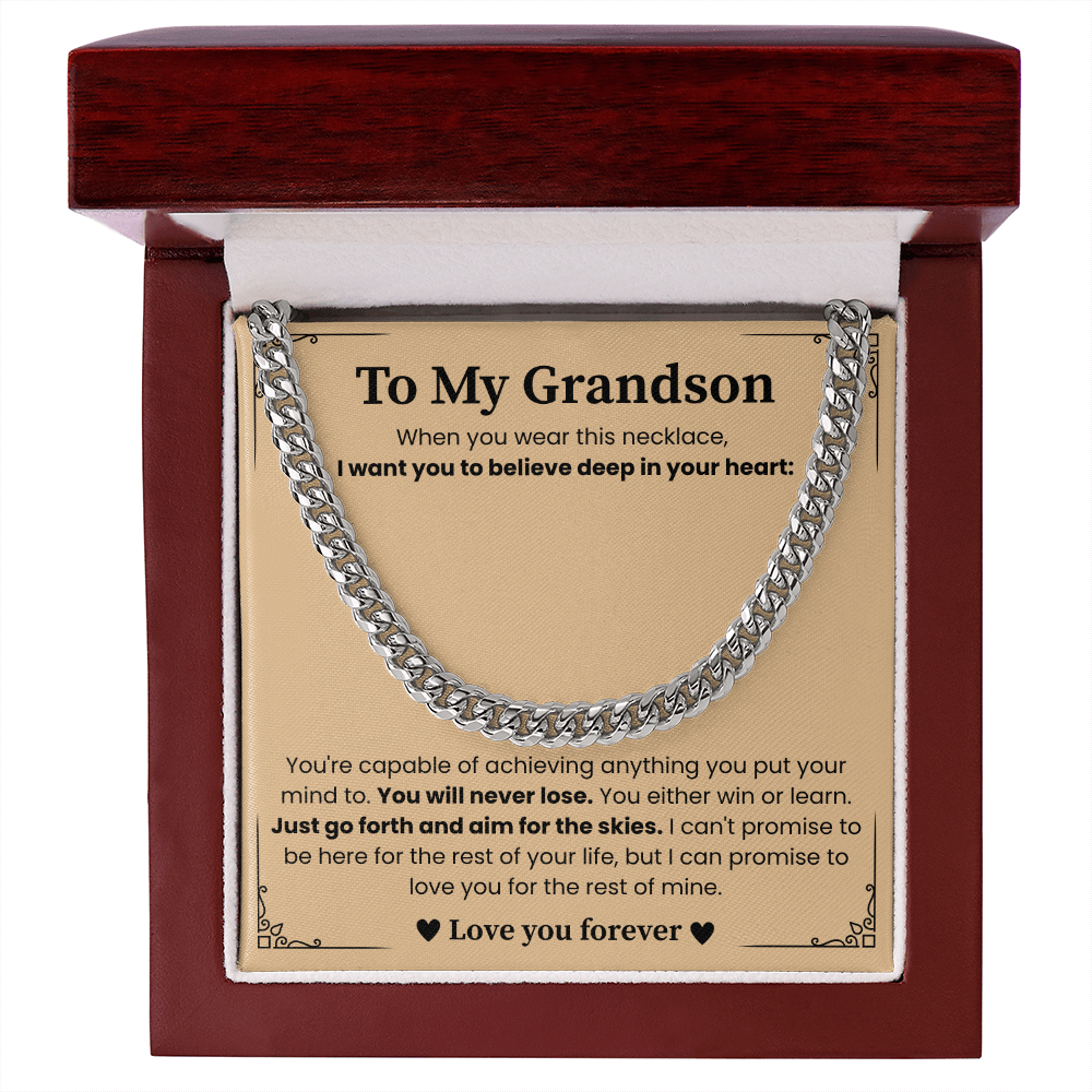 To My Grandson - "Aim for the Skies" Cuban Link Chain