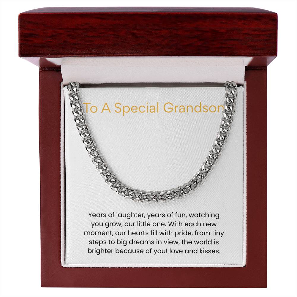 To My Grandson – “Two Years of Joy” Cuban Link Chain