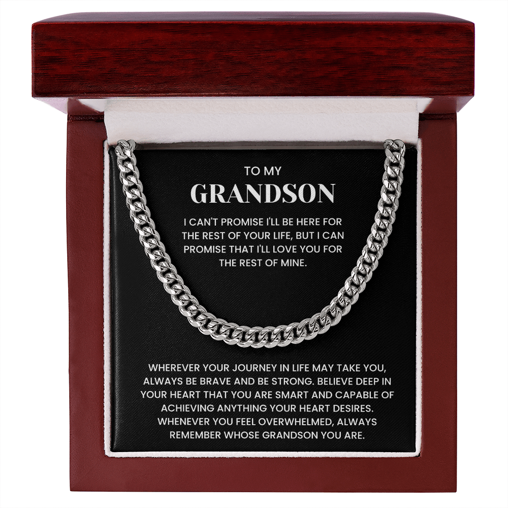 To My Grandson: "Be Brave & Strong" Sentimental Gift Necklace