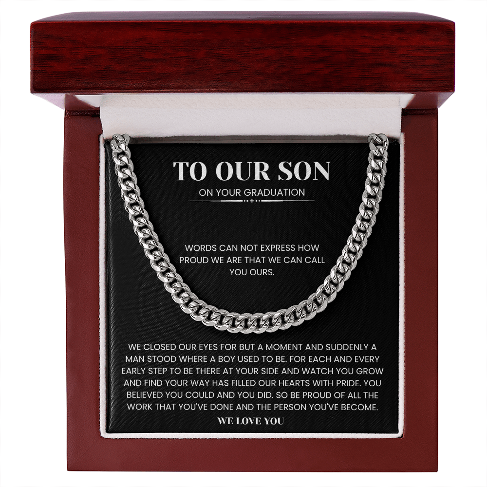 To Our Son - "Proud of the Man You've Become" Heartfelt Gift Jewelry