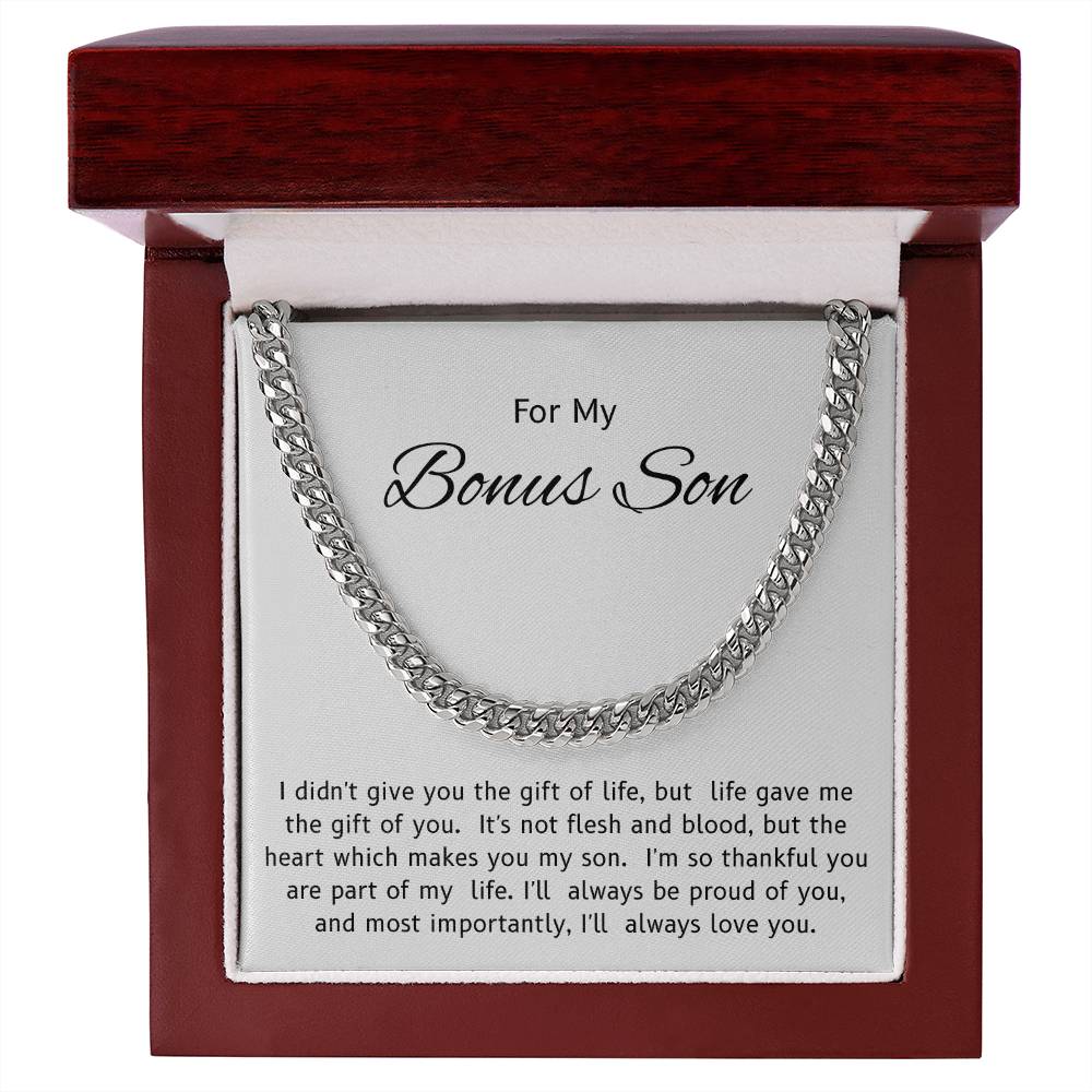 To My Bonus Son – “Life's Greatest Gift” Cuban Link Chain