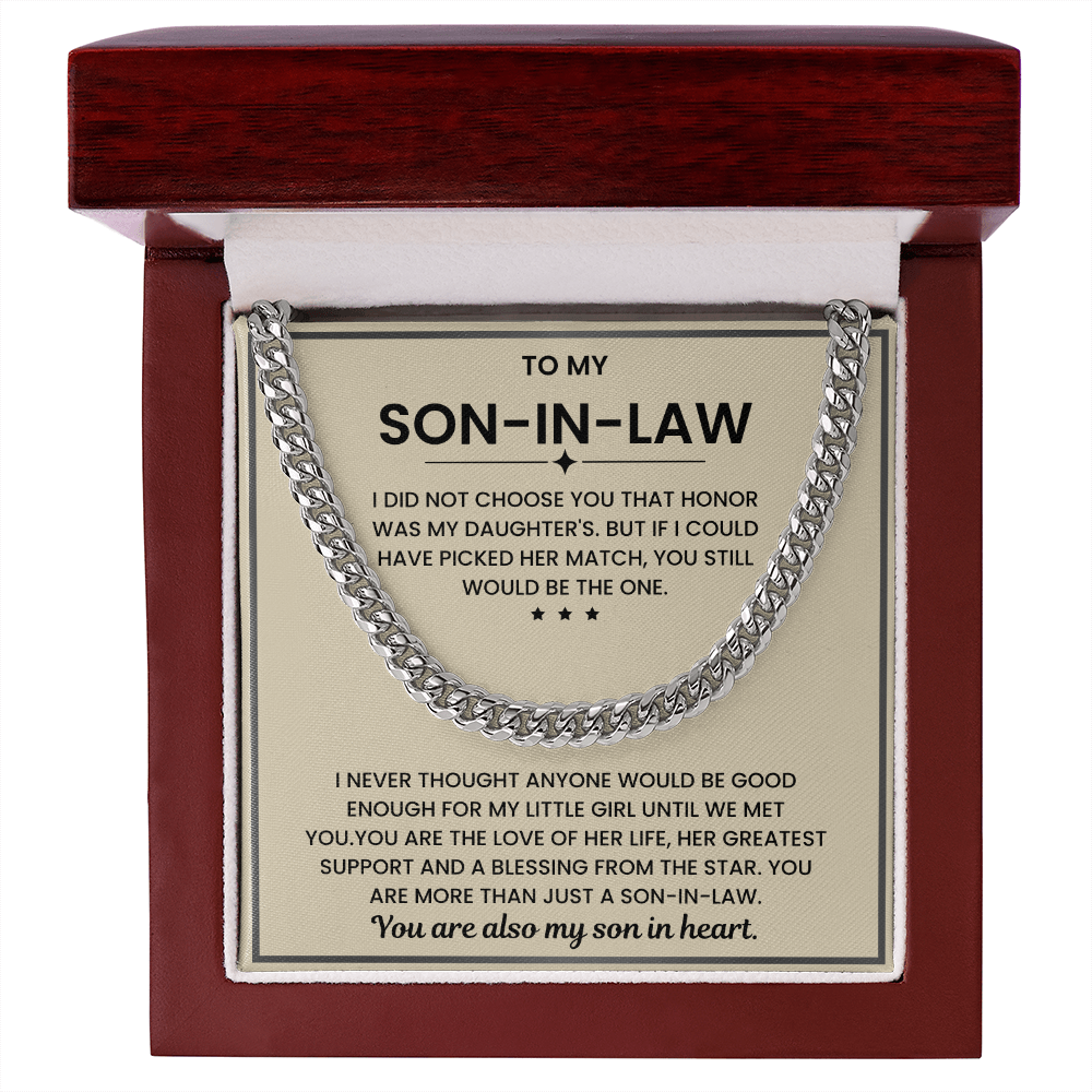 To My Son-in-Law – “You Are Also My Son in Heart” Cuban Link Chain