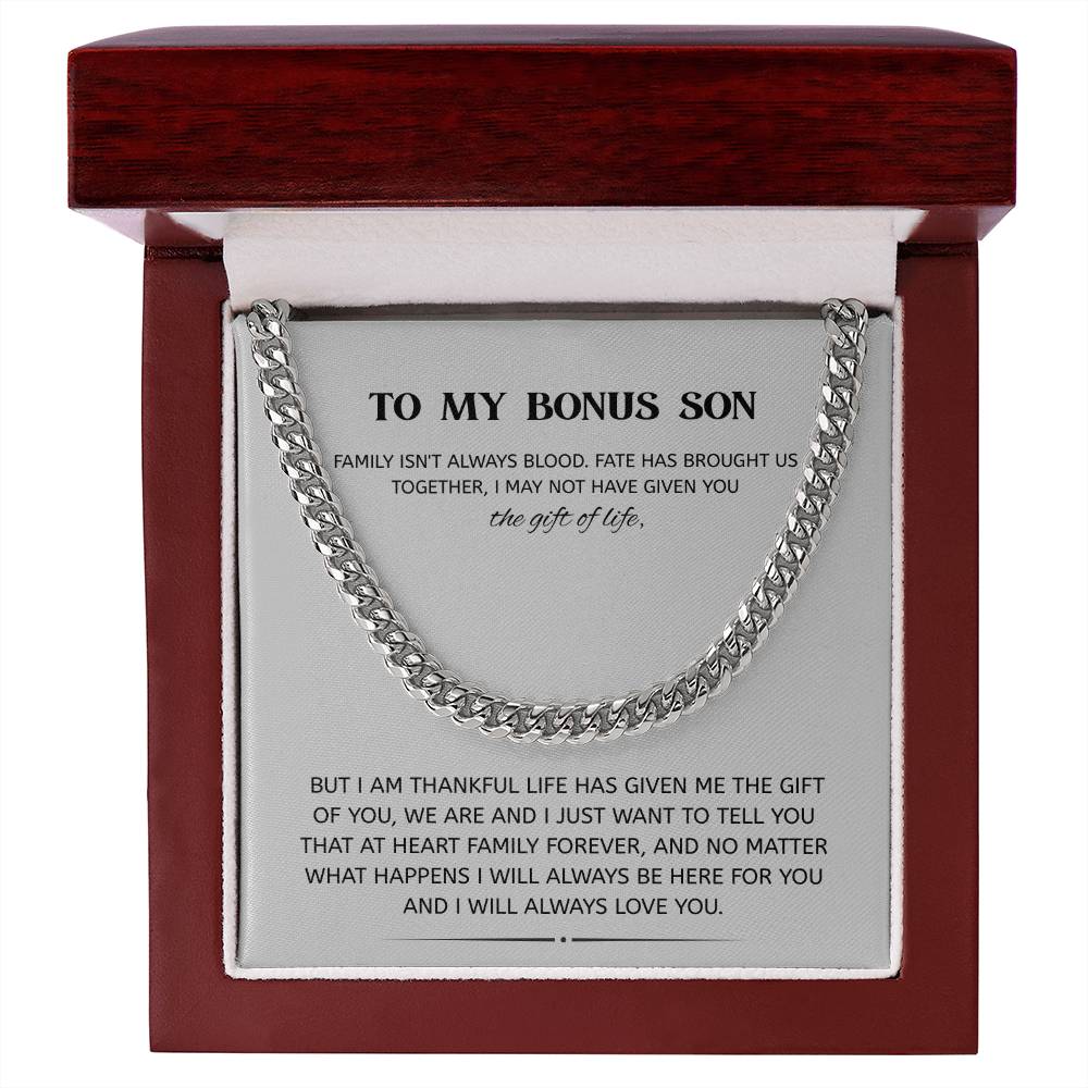 To My Bonus Son – “Family Forever” Cuban Link Chain