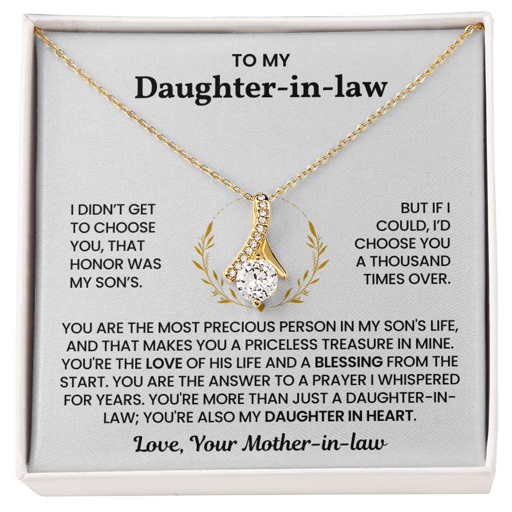 To My Daughter-in-law – “You're My Daughter in Heart” Alluring Beauty Necklace