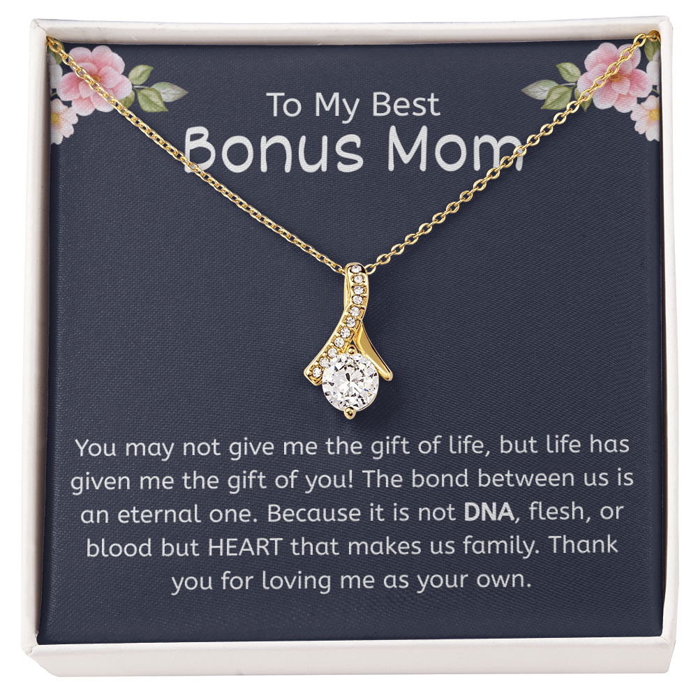 To My Best Bonus Mom – "Family Made by Heart" Alluring Beauty Necklace