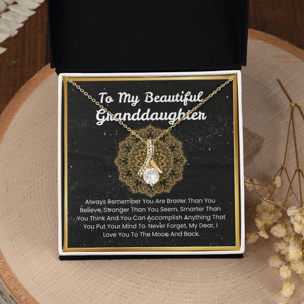 To My Beautiful Granddaughter  – “To the Moon and Back” Alluring Beauty Necklace