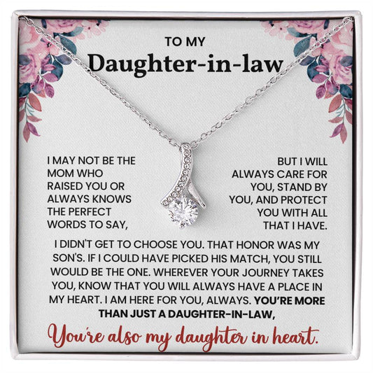 To My Daughter-in-Law –“You're Also My Daughter in Heart” Alluring Beauty Necklace