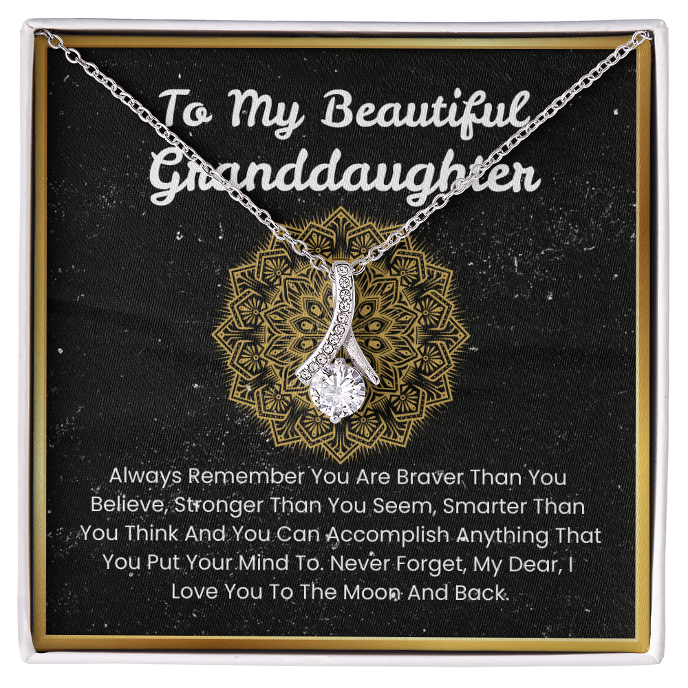 To My Beautiful Granddaughter  – “To the Moon and Back” Alluring Beauty Necklace