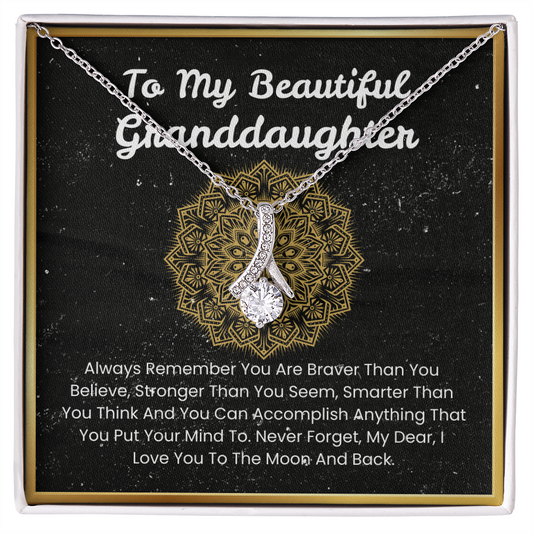 To My Beautiful Granddaughter  – “To the Moon and Back” Alluring Beauty Necklace