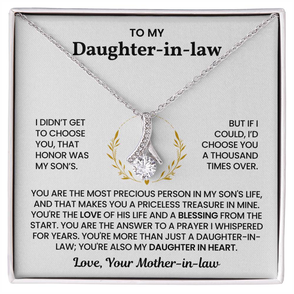 To My Daughter-in-law – “You're My Daughter in Heart” Alluring Beauty Necklace
