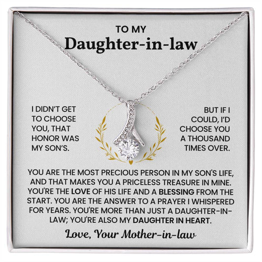 To My Daughter-in-law – “You're My Daughter in Heart” Alluring Beauty Necklace
